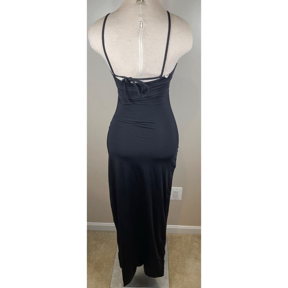 MAYGEL CORONEL Cenit Black Rosette Cutout Bodycon Maxi Dress One Size - Picture 6 of 8